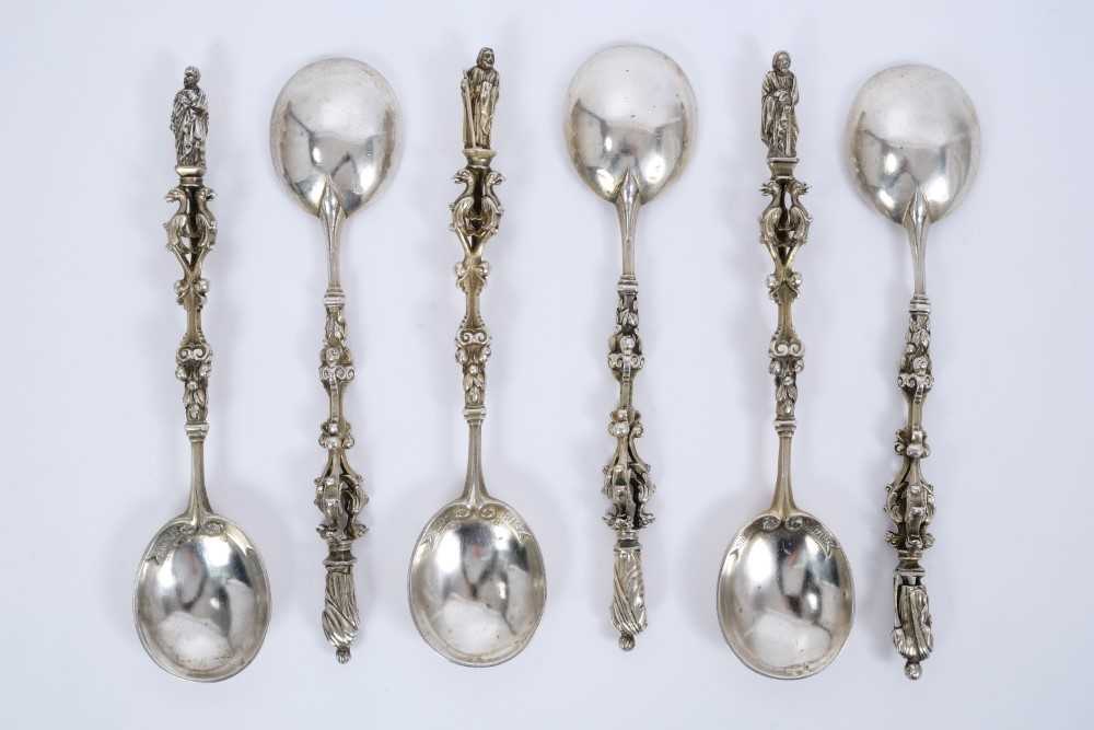 Lot 461 - Six Continental silver apostle spoons