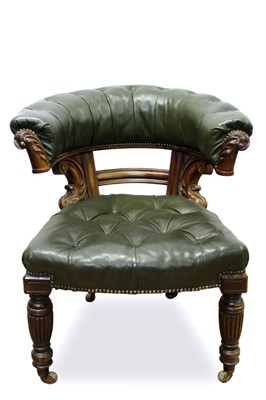 Lot 1371 - Good quality 19th century button leather upholstered library tub chair