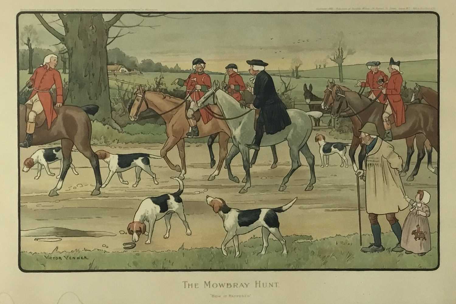 Lot 276 - Victor Venner - The Mowbray Hunt, together with four further hunting prints