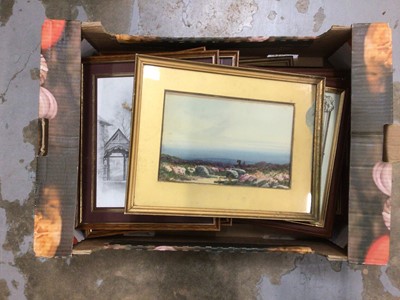 Lot 34 - Three boxes of mixed pictures, prints and watercolours
