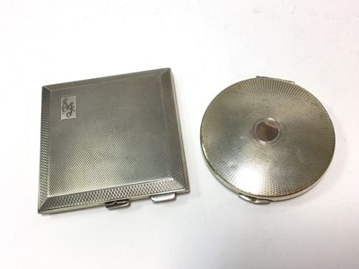 Lot 377 - 1960s KIGU silver powder compact of circular form with hinged cover and one other