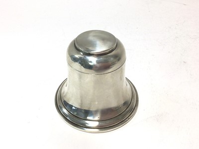 Lot 378 - Early 20th century silver Bell inkwell with hinged cover and porcelain ink reservoir