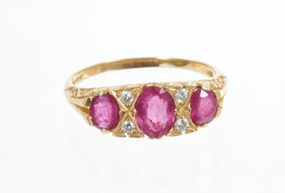 Lot 593 - Victorian style ruby and diamond ring