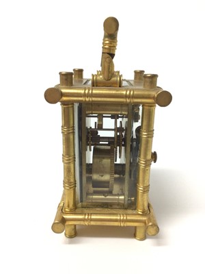 Lot 702 - Victorian miniature bamboo style carriage clock