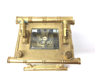 Lot 702 - Victorian miniature bamboo style carriage clock