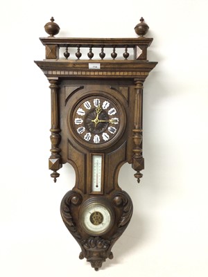 Lot 714 - Impressive late 19th century French wall clock combination, barometer, thermometer