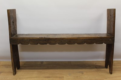 Lot 1404 - Good 18th century oak bench of small size, possibly from a chapel