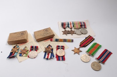 Lot 834 - Second World War Naval trio comprising 1939 - 1945 Star, Atlantic Star and War medals, in box of issue, together with a Second World War France and Germany Star and War medal, also in box of issue,...