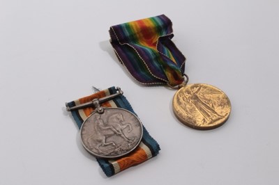 Lot 837 - First World War pair comprising War and Victory medals named to 128429 PTE. T. A. Rawlings. Middx' R.