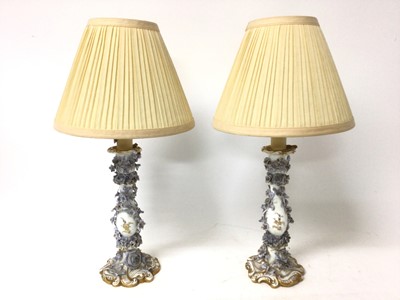 Lot 293 - Pair of 19th century Limoges style porcelain candlesticks