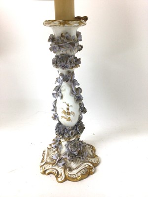 Lot 241 - Pair of 19th century Limoges style porcelain candlesticks