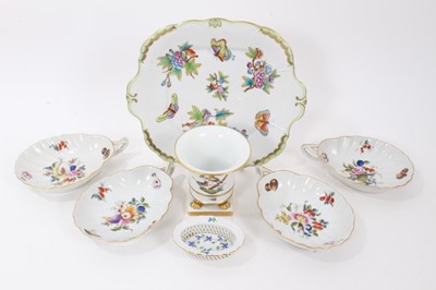 Lot 259 - Quantity of Herend porcelain, including a sandwich plate, vase, trinket dish and four nut dishes (7)