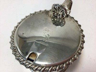 Lot 225 - George IV silver drum mustard, with gadrooned border and hinged cover, with shell thumb piece
