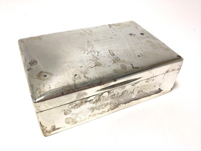 Lot 310 - Large George V silver cigarette box of rectangular form, with hinged domed cover