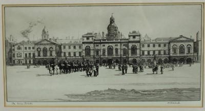 Lot 1180 - Marjorie Sherlock (1897-1973) signed etching - The Horse Guards, 20cm x 38cm, in glazed frame