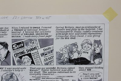 Lot 1074 - Posy Simmonds (b. 1945) pen and wash original cartoon, signed and dated 1993, 20 x 41cm