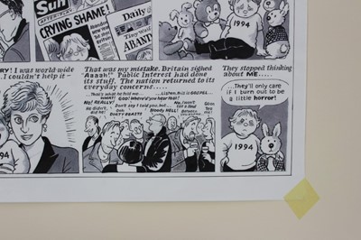 Lot 1074 - Posy Simmonds (b. 1945) pen and wash original cartoon, signed and dated 1993, 20 x 41cm