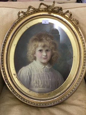 Lot 72 - E.Taylor pastel portrait of John Herbert Bowes-Lyon 1895, aged 4 years, in original glazed oval gilt frame 58cm x 50cm overall