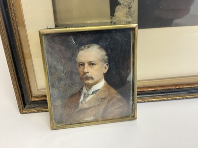 Lot 73 - English School , minature portrait on ivory of Charles John Robert Hepburn-Stuart-Forbes-Trefusis The 21st Baron Clinton, PC, GCVO 8.5 x 7.5 cm and a framed photograph of the same sitter in Court u...