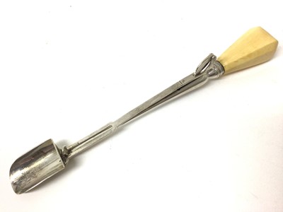 Lot 322 - George III silver slide action Stilton scoop with Ivory handle (London 1796). George Smith II