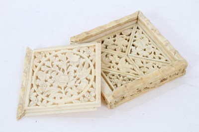 Lot 918 - Mid 19th century Chinese carved ivory Tangram puzzle, complete with seven pieces in its original carved box. Approximately 6cm square