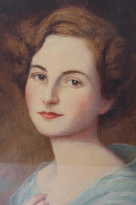 Lot 81 - Harry Clifford Pilspury (1870-1925), oil on canvas portrait of Anne Bowes-Lyon