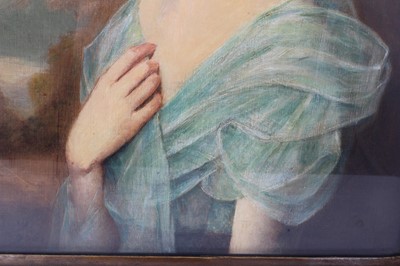 Lot 81 - Harry Clifford Pilspury (1870-1925), oil on canvas portrait of Anne Bowes-Lyon