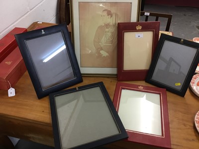 Lot 90 - H.H.Prince Georg of Denmark - portrait photograph of the Prince in uniform and five Danish Royal family presentation leather photograph frames with gilt ciphers (6)