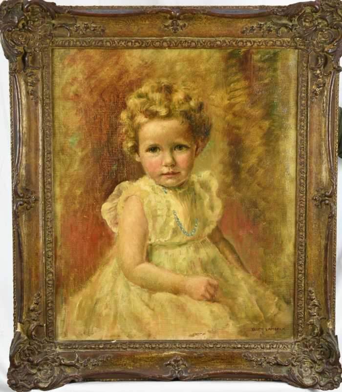 Lot 82 - Dulcie Lambrick (1901-c1981) - oil on canvas portrait of a young Lady Elizabeth Anson