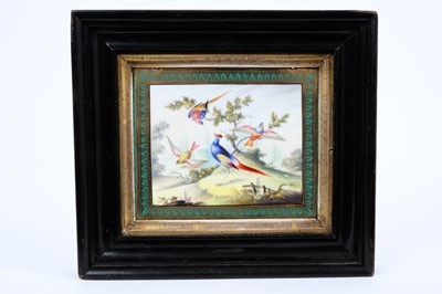 Lot 275 - Porcelain plaque of exotic birds, possibly Worcester