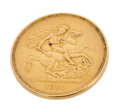 Lot 607 - Queen Victoria gold 1887 £5 coin