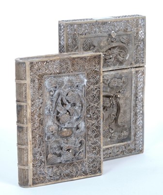 Lot 243 - Two Chinese silver filigree card cases