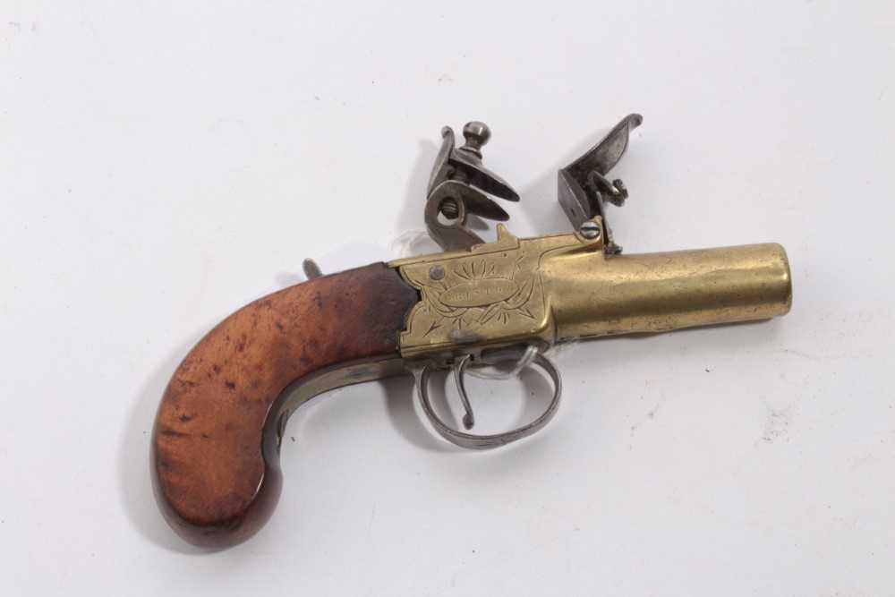 Lot 1088 - Late 18th century Flintlock pocket pistol by Wilkinson, Bristol