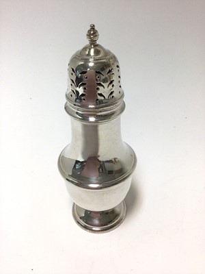 Lot 313 - Contemporary silver sugar caster of baluster form, with pierced slip in cover