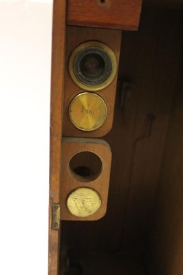 Lot 2468 - Microscope in mahogany case by Stanley