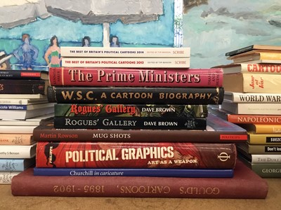 Lot 1108 - Books- collection related to Political cartoons, American cartoons and war cartoons, to include; 'Political Graphics Art as a Weapon' by Robert Phillippe, Oxford: Phaidon 1982 First Edition; 'W.S.C...