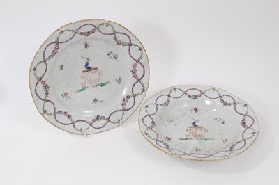 Lot 282 - Collection of Oriental porcelain, including two 18th century Chinese armorial dishes, 18th century blue and white dish, two 19th century blue and white dishes, two Chinese vases and two Japanese di...