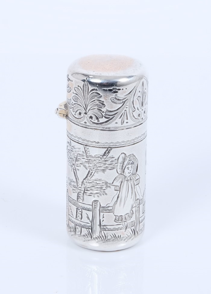 Lot 436 - Victorian silver scent bottle with engraved