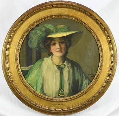 Lot 1293 - Sir John Lavery (1856-1941) oil on canvas, tondo - portrait of a lady, Dora Little, signed, 47cm diameter, in gilt frame
Exhibited: Carnegie Institute, Pittsburgh, U.S.A.