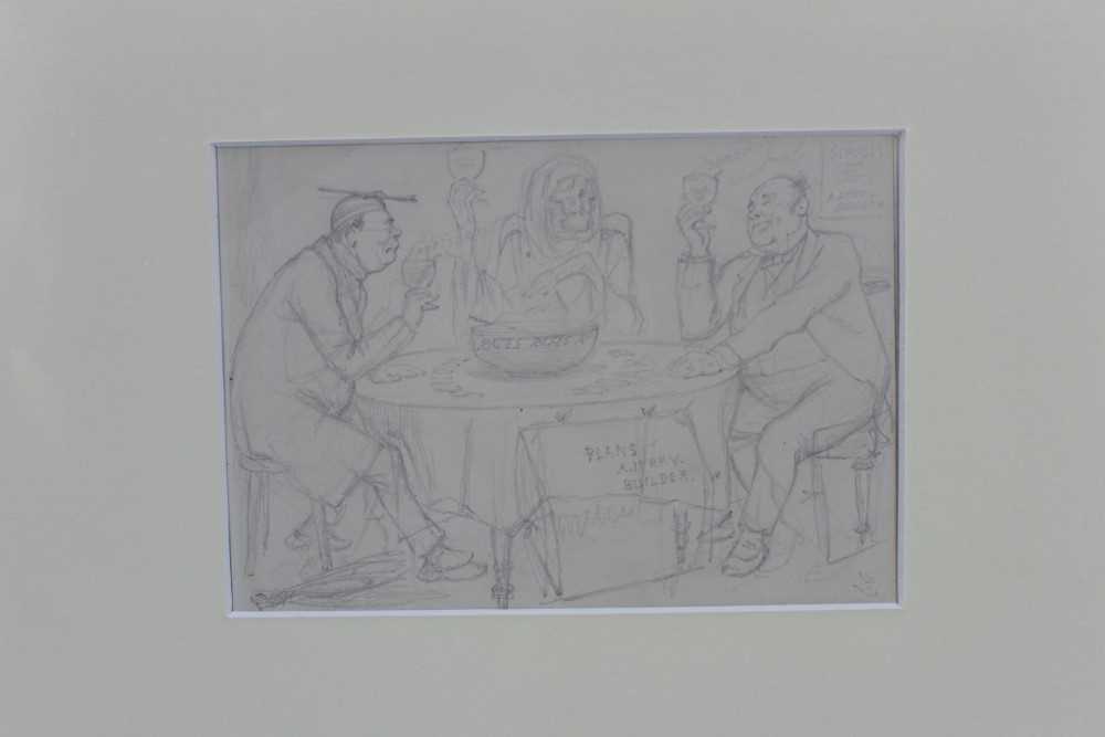 Lot 201 - Sir John Tenniel (1820-1914) pencil Sketch - preliminary sketch for Punch cartoon, 14.5cm x 21cm, in glazed gilt frame 
Provenance: The Political Cartoon Gallery