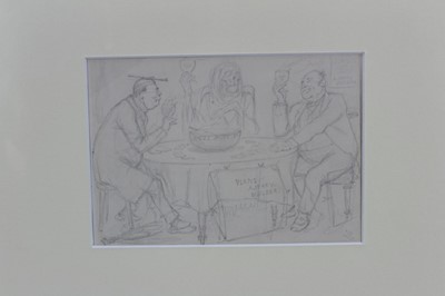 Lot 201 - Sir John Tenniel (1820-1914) pencil Sketch - preliminary sketch for Punch cartoon, 14.5cm x 21cm, in glazed gilt frame 
Provenance: The Political Cartoon Gallery