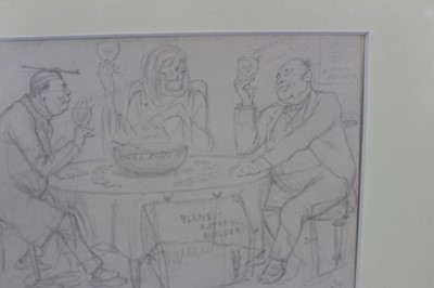 Lot 201 - Sir John Tenniel (1820-1914) pencil Sketch - preliminary sketch for Punch cartoon, 14.5cm x 21cm, in glazed gilt frame 
Provenance: The Political Cartoon Gallery