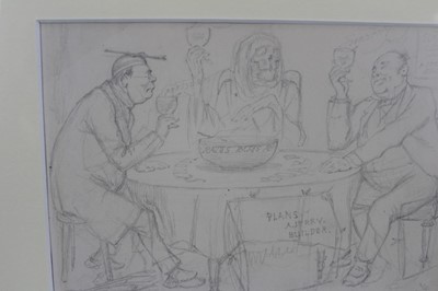 Lot 201 - Sir John Tenniel (1820-1914) pencil Sketch - preliminary sketch for Punch cartoon, 14.5cm x 21cm, in glazed gilt frame 
Provenance: The Political Cartoon Gallery