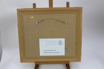 Lot 201 - Sir John Tenniel (1820-1914) pencil Sketch - preliminary sketch for Punch cartoon, 14.5cm x 21cm, in glazed gilt frame 
Provenance: The Political Cartoon Gallery