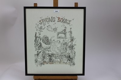 Lot 1080 - Michael Ffolkes (1925-1988) pen and ink illustration - Spring Books, signed, 45cm x 38cm, in glazed frame  
Provenance: Bonhams 14th October 2003