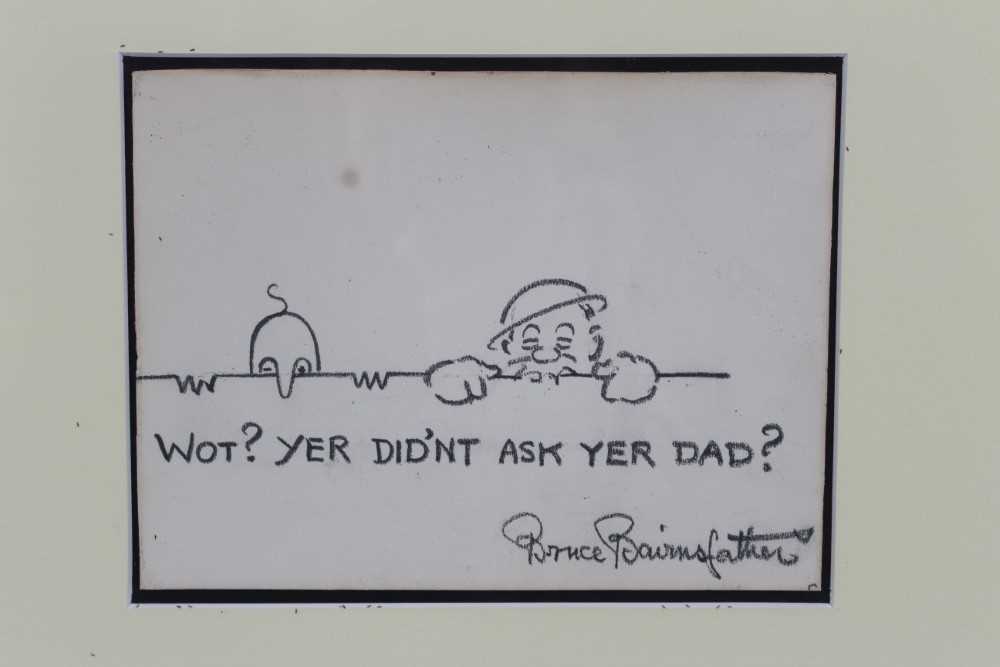 Lot 1083 - Bruce Bairnsfather (1888-1959) pencil illustration - Chad and Old Bill, 'Wot? Yer Didn't Ask Yer Dad?', circa 1946, signed, 15.5cm x 20.5cm, in glazed gilt frame  
Provenance: The Political Cartoon...