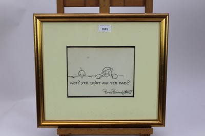 Lot 1083 - Bruce Bairnsfather (1888-1959) pencil illustration - Chad and Old Bill, 'Wot? Yer Didn't Ask Yer Dad?', circa 1946, signed, 15.5cm x 20.5cm, in glazed gilt frame  
Provenance: The Political Cartoon...