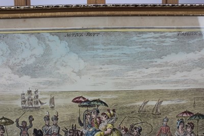 Lot 199 - James Gillray (1756-1815) hand coloured etching, Morning Promenade upon the Cliff Brighton, published H. Humphrey 1806, 35 x 56cm, glazed frame