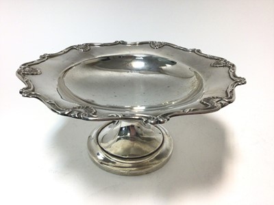 Lot 419 - George V silver comport of conventional form with shell and scroll border, raised on pedestal foot, (Birmingham 1927), maker Docker & Burn Ltd, 22.5cm in diameter