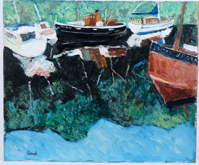 Lot 971 - *John Hanbury Pawle (1915-2010) oil on board- Reflections, Crinan